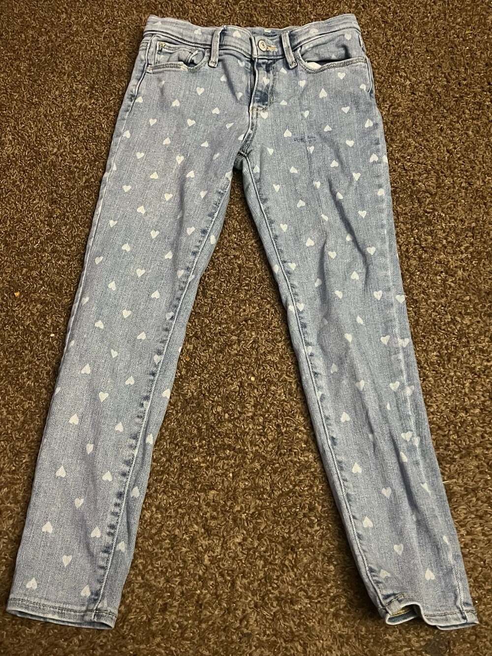 Old Navy Heart Print Jeans Size 12 Blue Denim
